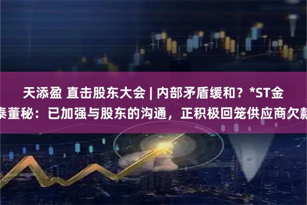 天添盈 直击股东大会 | 内部矛盾缓和？*ST金泰董秘：已加强与股东的沟通，正积极回笼供应商欠款